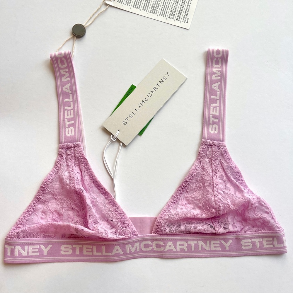 NWT Stella McCartney Logo Bra , Orchid Pink , Lace soft cup , comfort , bralette